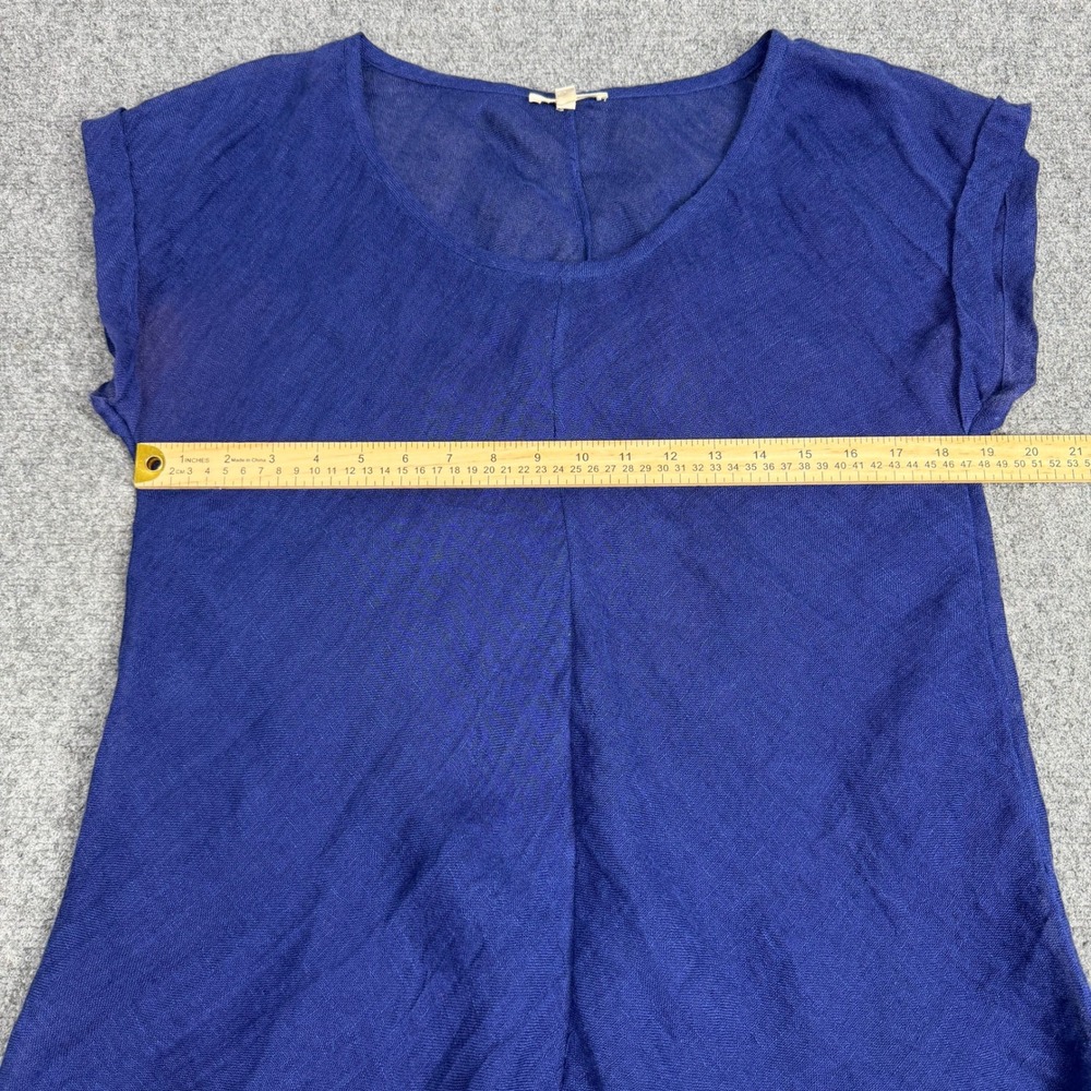 Eileen Fisher 100% Linen Scoop Neck Short Sleeve Top Coastal Minimalist Size L - Picture 6 of 8